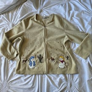 Croft & Barrow Western Snowman Holiday full zip jacket 1XL